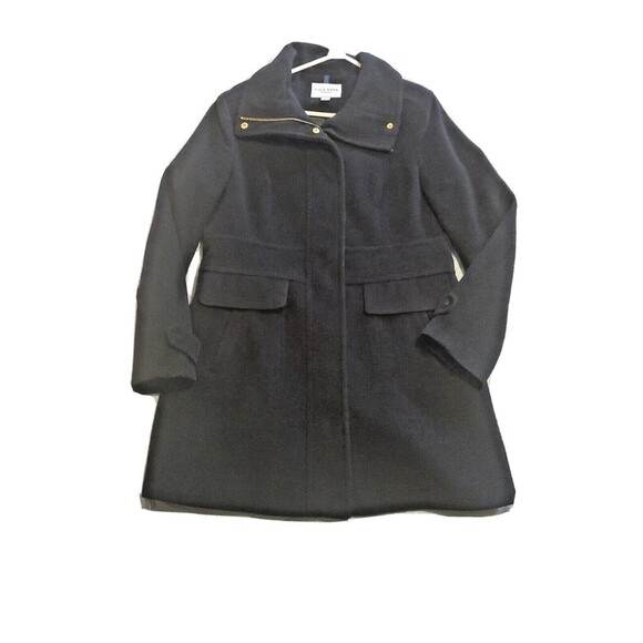 Cole Haan Signature Sz 12 Winter Coat Wool Blend Zipped Lined Pockets Black - Picture 1 of 8